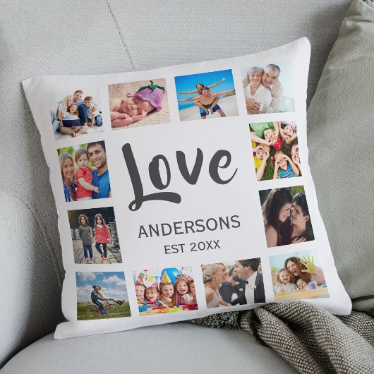 Custom Family Foto Collage Personalized White Kissen