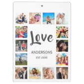 Custom Family Foto Collage Personalized White Klemmbrett (Rückseite)