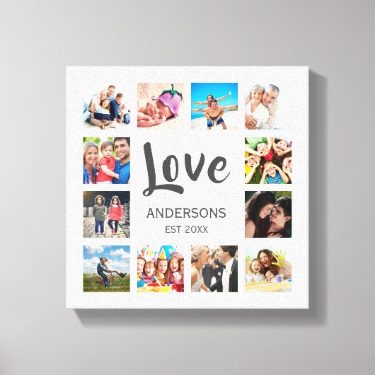Custom Family Foto Collage Personalized White Leinwanddruck (Vorderseite)