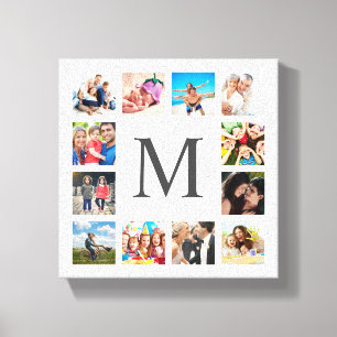Custom Family Foto Collage Personalized White Leinwanddruck