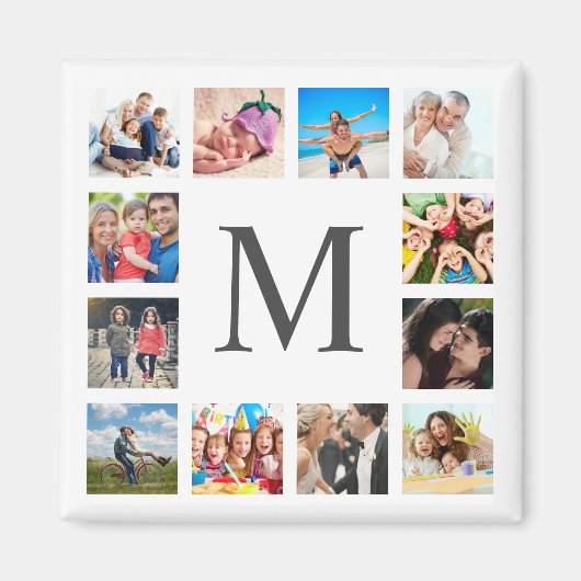 Custom Family Foto Collage Personalized White Magnet (Vorne)