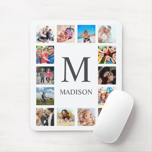 Custom Family Foto Collage Personalized White Mousepad (Mit Mouse)