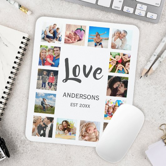 Custom Family Foto Collage Personalized White Mousepad