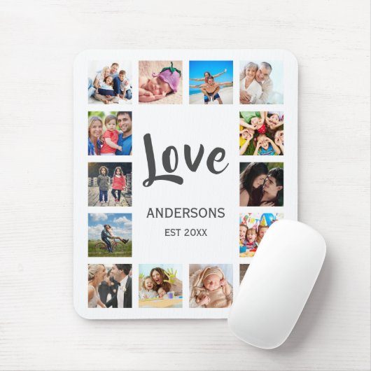Custom Family Foto Collage Personalized White Mousepad (Mit Mouse)
