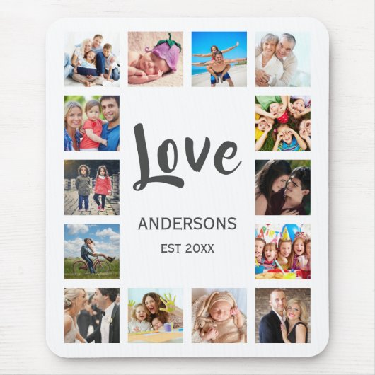 Custom Family Foto Collage Personalized White Mousepad (Vorne)