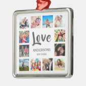 Custom Family Foto Collage Personalized White Ornament Aus Metall (Links)