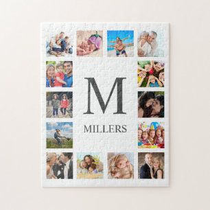 Custom Family Foto Collage Personalized White Puzzle