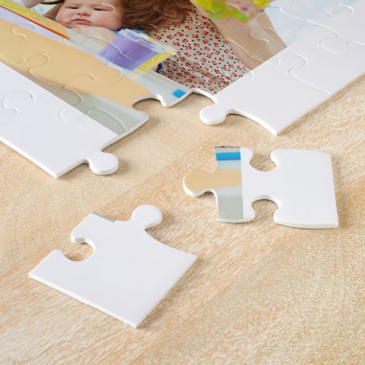 Custom Family Foto Collage Personalized White Puzzle (Seite)