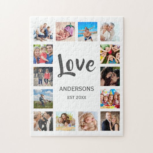 Custom Family Foto Collage Personalized White Puzzle (Vertikal)