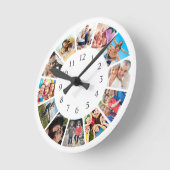 Custom Family Foto Collage Personalized White Runde Wanduhr (Winkel)