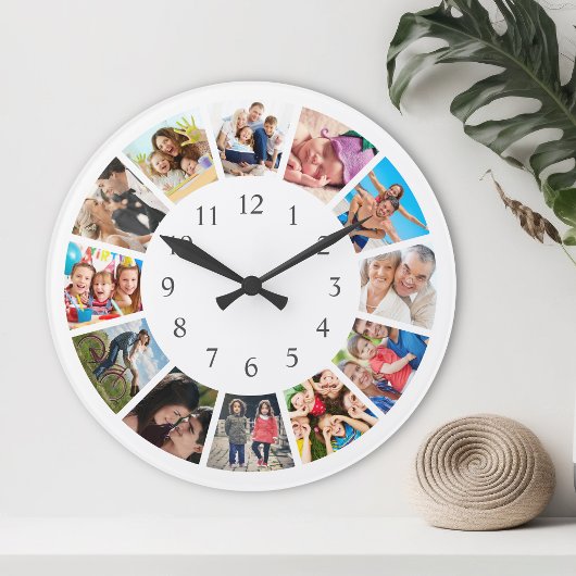 Custom Family Foto Collage Personalized White Runde Wanduhr
