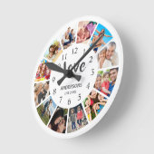 Custom Family Foto Collage Personalized White Runde Wanduhr (Winkel)