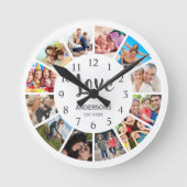 Custom Family Foto Collage Personalized White Runde Wanduhr (Vorderseite)