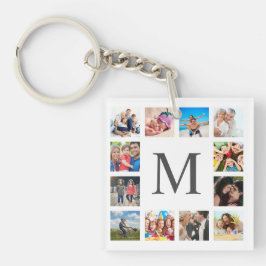 Custom Family Foto Collage Personalized White Schlüsselanhänger