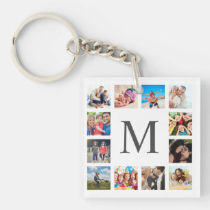 Custom Family Foto Collage Personalized White Schlüsselanhänger
