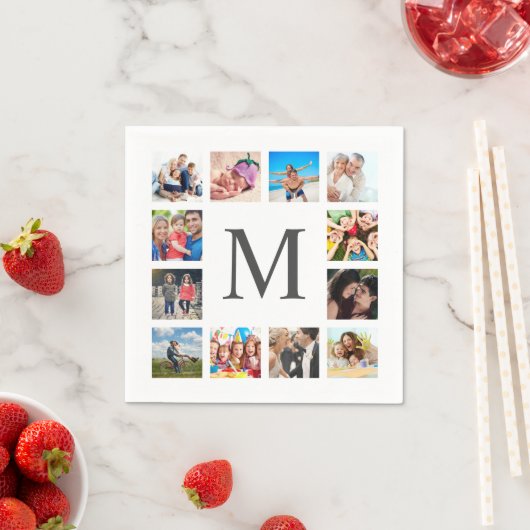 Custom Family Foto Collage Personalized White Serviette (Beispiel)