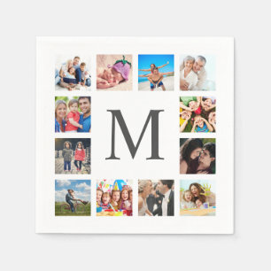 Custom Family Foto Collage Personalized White Serviette