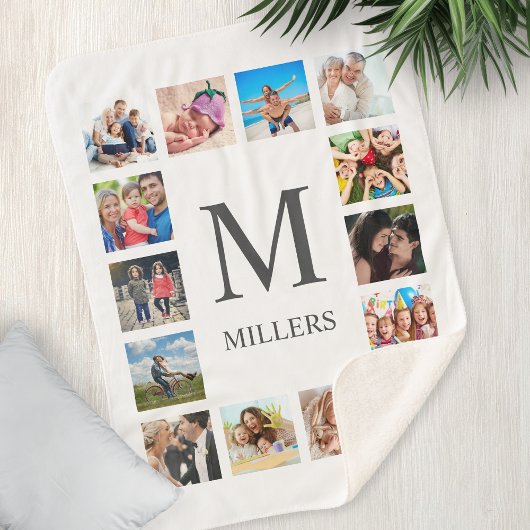 Custom Family Foto Collage Personalized White Sherpadecke