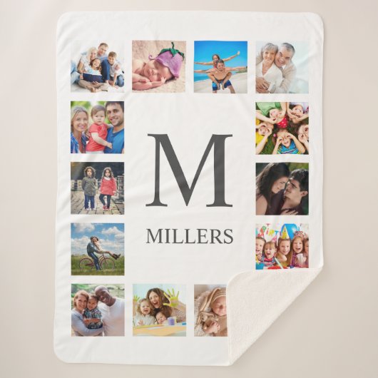 Custom Family Foto Collage Personalized White Sherpadecke (Vorderseite)