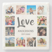 Custom Family Foto Collage Personalized White Steinuntersetzer (Vorderseite)