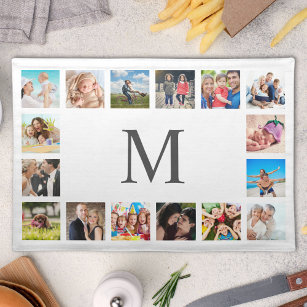 Custom Family Foto Collage Personalized White Stofftischset