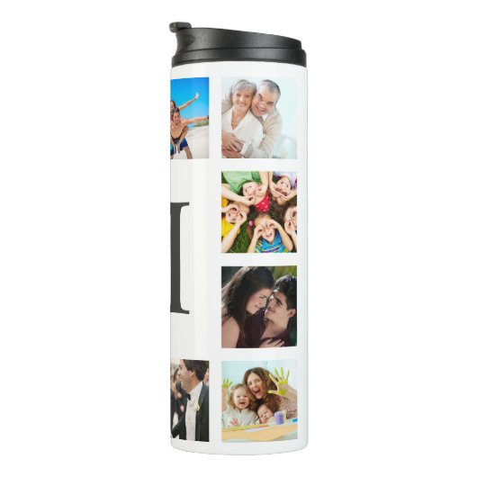 Custom Family Foto Collage Personalized White Thermosbecher (Nach rechts gedreht)