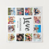 Custom Family Foto Collage Personalized White Wandteppich (Vorderseite (Horizontal))