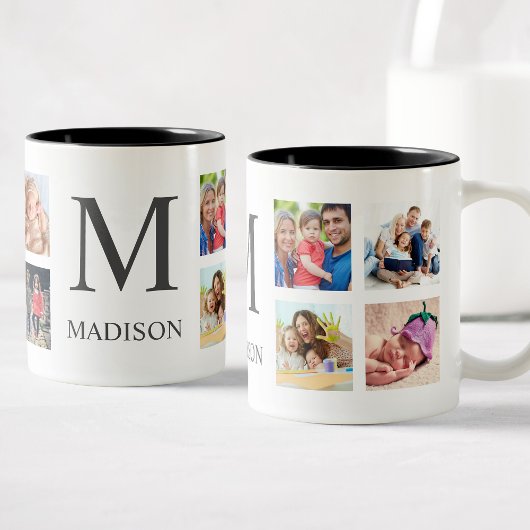 Custom Family Foto Collage Personalized White Zweifarbige Tasse