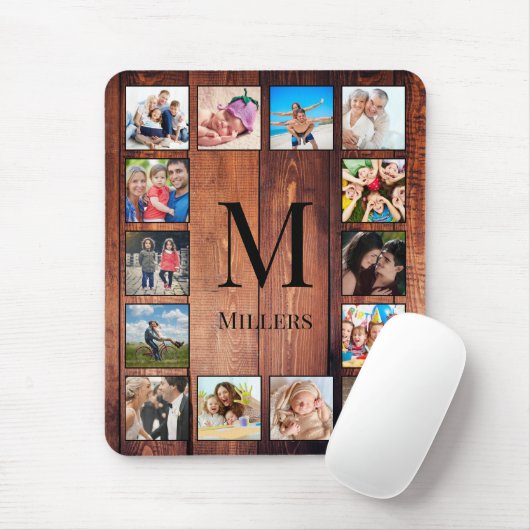 Custom Family Foto Collage reclased Holz Mousepad (Mit Mouse)
