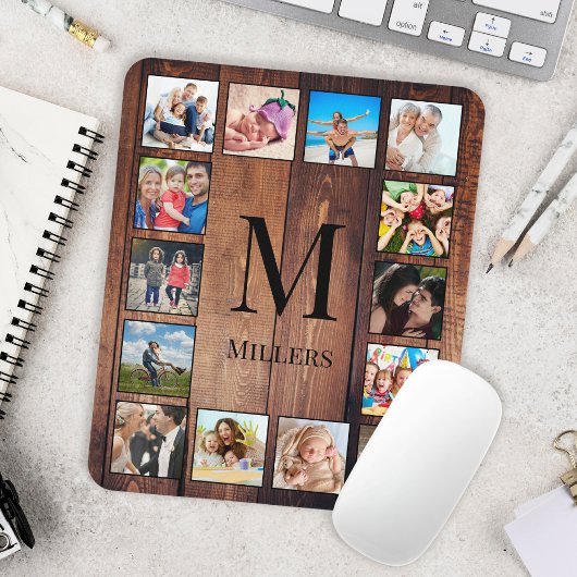 Custom Family Foto Collage reclased Holz Mousepad