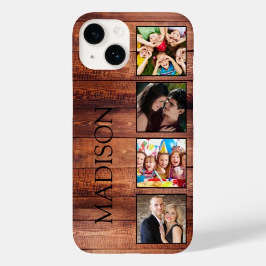 Custom Family Foto Collage reclased Wood Case-Mate iPhone Hülle (Rückseite)