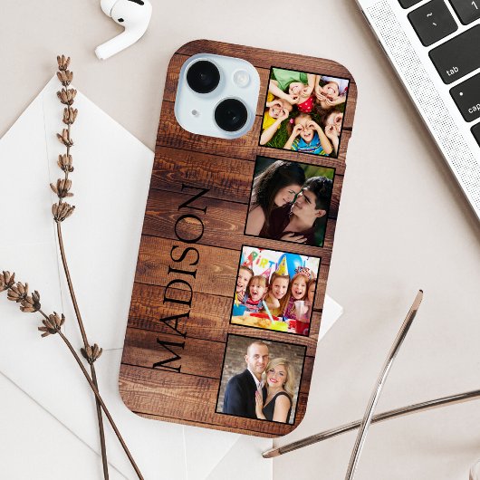 Custom Family Foto Collage reclased Wood Case-Mate iPhone Hülle