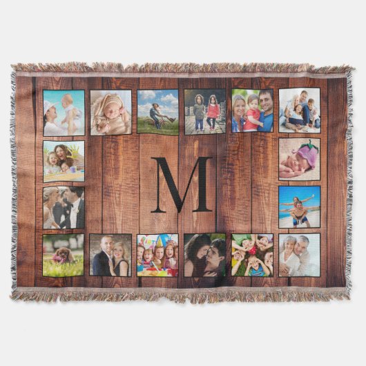 Custom Family Foto Collage reclased Wood Decke (Vorderseite)
