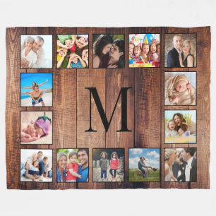 Custom Family Foto Collage reclased Wood Fleecedecke