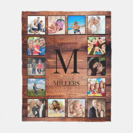 Custom Family Foto Collage reclased Wood Fleecedecke