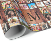 Custom Family Foto Collage reclased Wood Geschenkpapier (Rolleneckpunkt)