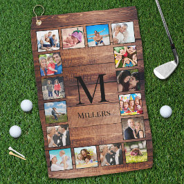 Custom Family Foto Collage reclased Wood Golfhandtuch