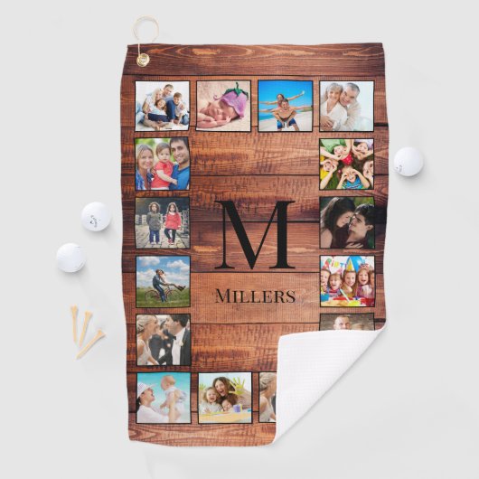 Custom Family Foto Collage reclased Wood Golfhandtuch (Insitu)