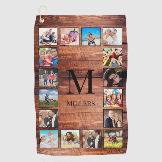 Custom Family Foto Collage reclased Wood Golfhandtuch (Vorderseite)