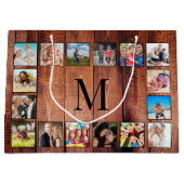 Custom Family Foto Collage reclased Wood Große Geschenktüte (Vorderseite)