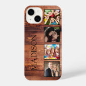 Custom Family Foto Collage reclased Wood iPhone Hülle (Rückseite)