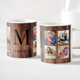 Custom Family Foto Collage reclased Wood Kaffeetasse