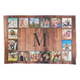 Custom Family Foto Collage reclased Wood Kissenbezug