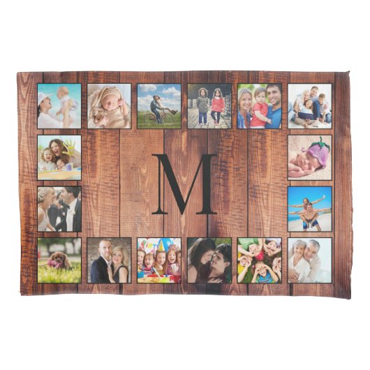 Custom Family Foto Collage reclased Wood Kissenbezug (Vorderseite)