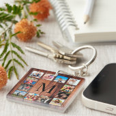 Custom Family Foto Collage reclased Wood Schlüsselanhänger (Vorderseite rechts)