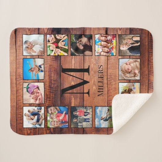 Custom Family Foto Collage reclased Wood Sherpadecke (Vorderseite (Horizontal))