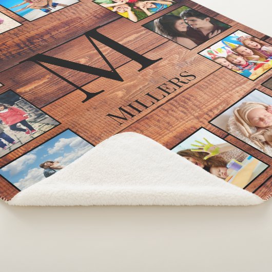 Custom Family Foto Collage reclased Wood Sherpadecke (3/4)