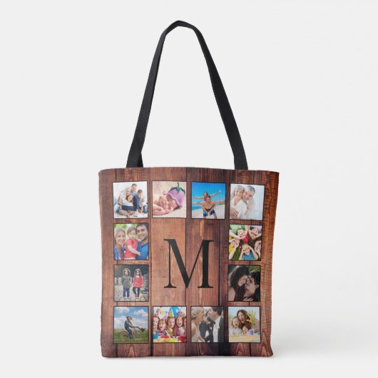 Custom Family Foto Collage reclased Wood Tasche (Rückseite)