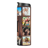 Custom Family Foto Collage reclased Wood Thermosbecher (Nach rechts gedreht)