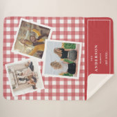 Custom Family Foto Collage Red Gingham Sherpadecke (Vorderseite (Horizontal))